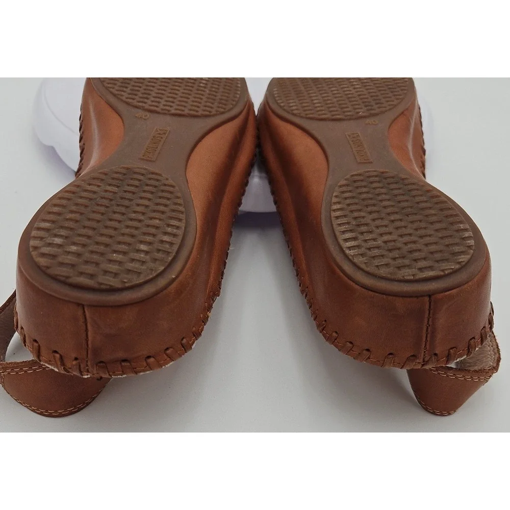 Pikolinos P. Vallarta Cream Brown Sandal Sz 9-9.5 Boho Mary Jane Cottagecore EUC